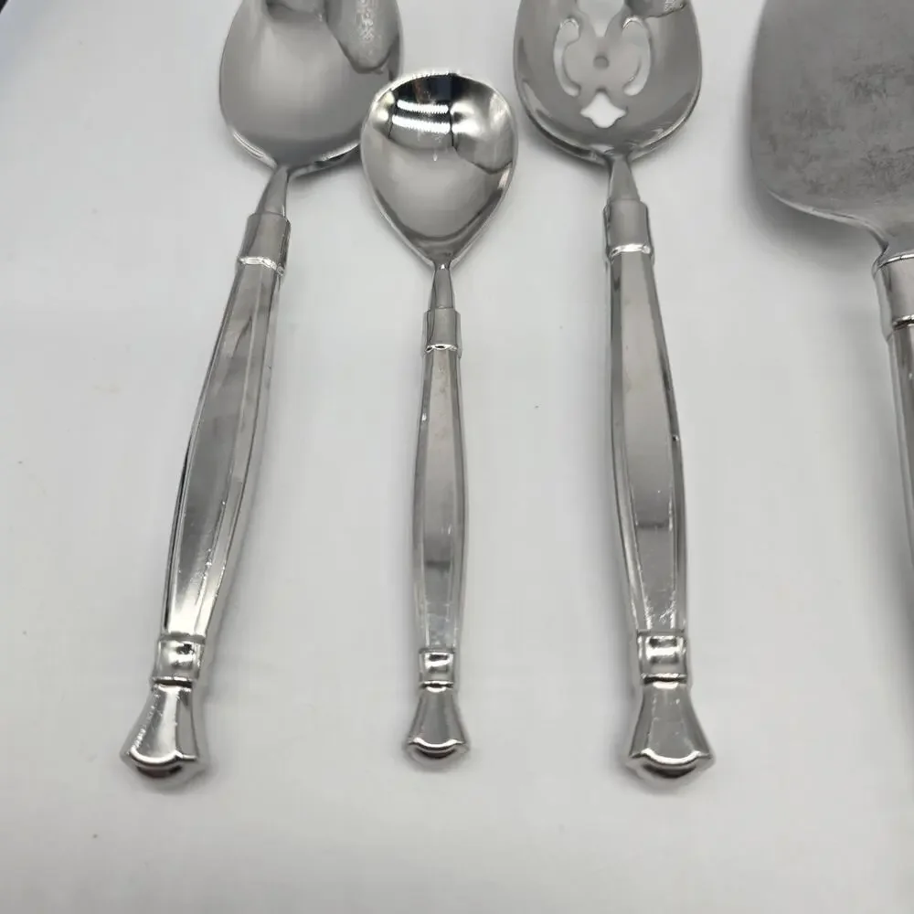Oneida Act 1 Glossy Stainless Heirloom Cube Flatware Serving Set of 8 pieces